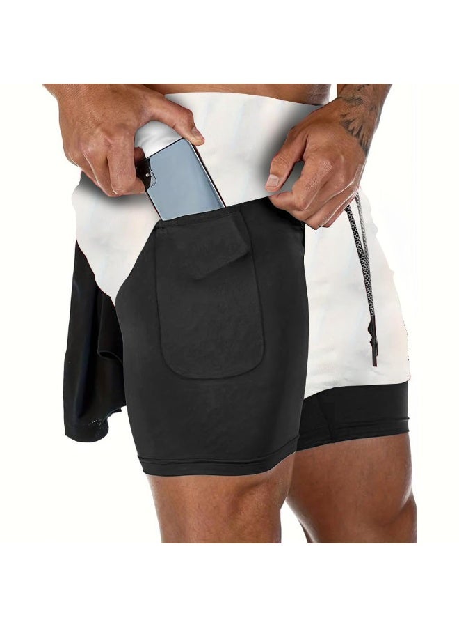 ناكسوس شورتات رياضية للرجال، شورتات رياضية للجري للرجال، شورتات رياضية برباط للرجال، شورتات رياضية فضفاضة بطبقتين وأربعة جيوب - Image 4